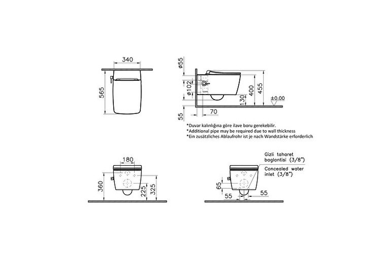 Metropole Aquacare, set pré-assemblé avec WC suspendu avec fonction bidet et soupape integrée -7672B003-6201-Vitra 2
