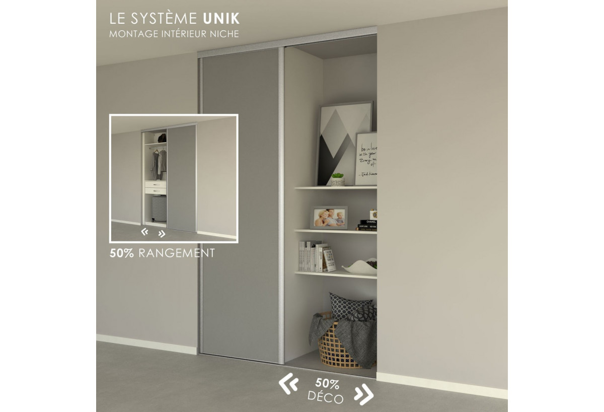 Façade de placard 1 porte coulissante Alouette - Kazed : Confort'Mat