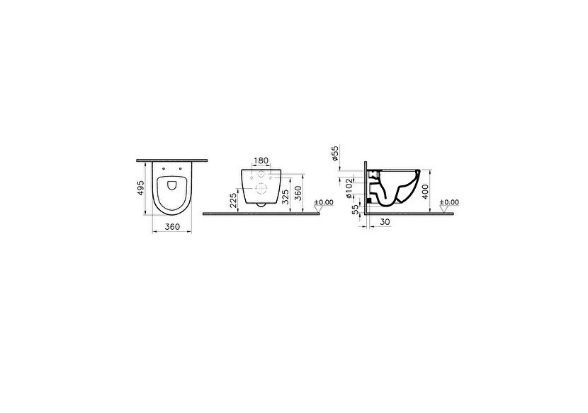 Sento Pack WC suspendu compact sans bride (VitrA Flush 2.0) - 7747B003-6197 - Vitra