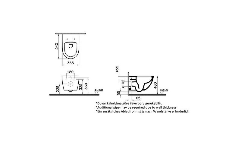 Sento Pack WC suspendu, VitrA Flush 2.0, V-Fit 2.0 - 7748B001-6156 - Vitra 2