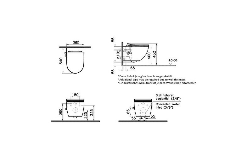 Sento Aquacare, set pré-assemblé avec WC suspendu avec fonction bidet et soupape integrée -7748B003-6205-Vitra 2