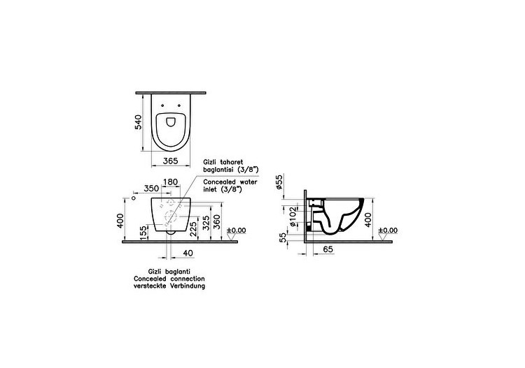 Sento, WC suspendu sans bride, avec fonction bidet - WC à fond creux -7748B003-6318-Vitra 2