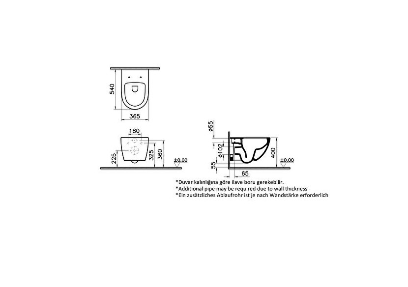 Sento Pack WC suspendu, VitrA Flush 2.0, 54 cm, V-Fit 2.0, noir - 7748B083-6156 - Vitra