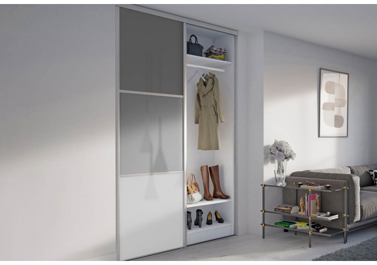 Façade de placard 1 porte coulissante Alouette - Kazed : Confort'Mat