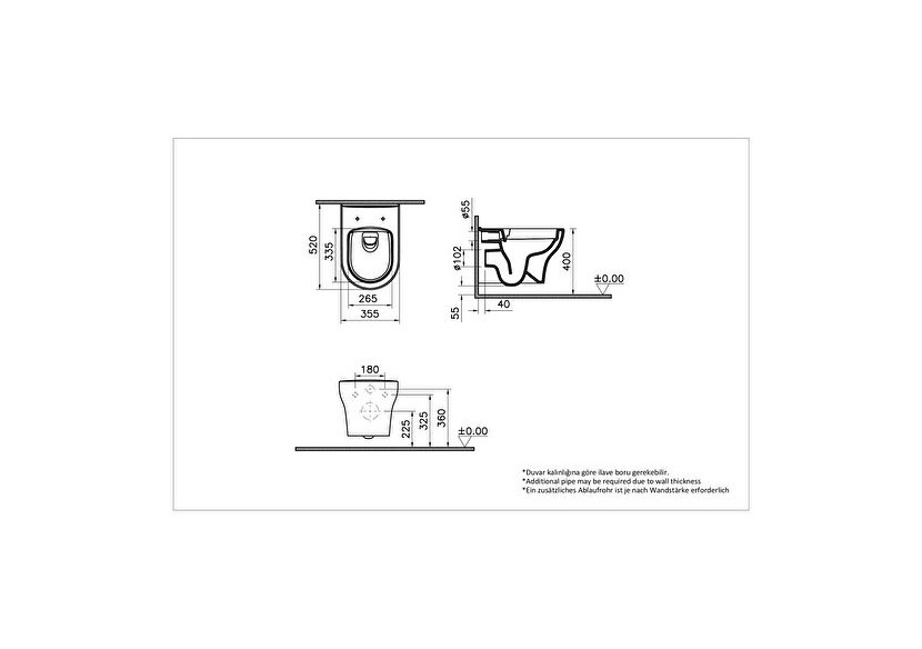 Pack WC suspendu SmoothflushWC à fond creux - fixation cachée -7786B003-6324-Vitra