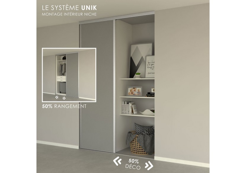 Façade de placard 1 porte coulissante Alouette laqué- Kazed : Confort'Mat