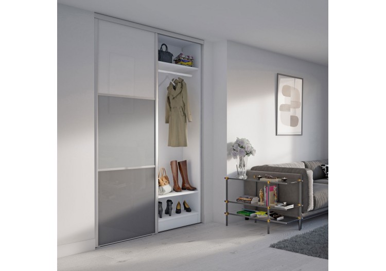 Façade de placard 1 porte coulissante Alouette laqué- Kazed : Confort'Mat 2