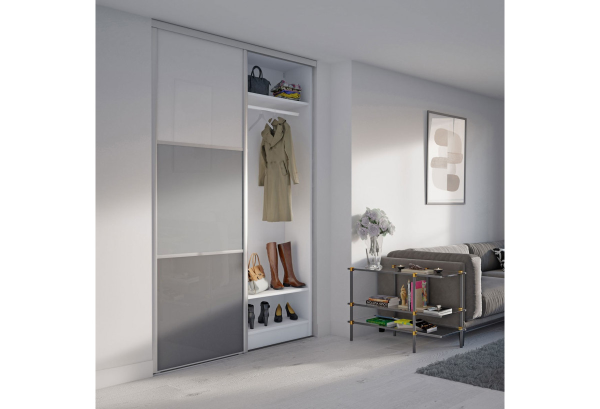 Façade de placard 1 porte coulissante Alouette laqué- Kazed : Confort'Mat