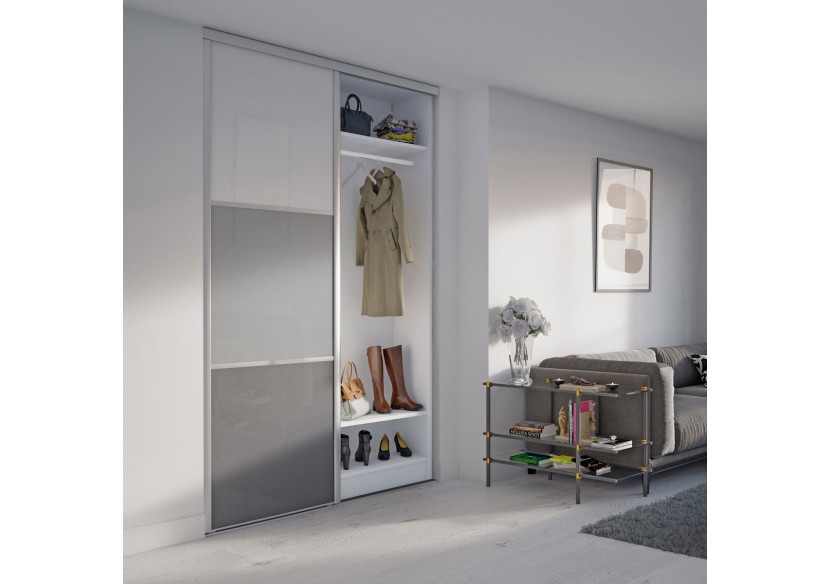 Façade de placard 1 porte coulissante Alouette laqué- Kazed : Confort'Mat