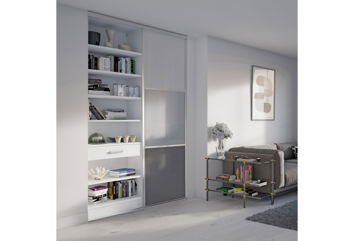 Façade de placard 1 porte coulissante Alouette laqué- Kazed : Confort'Mat