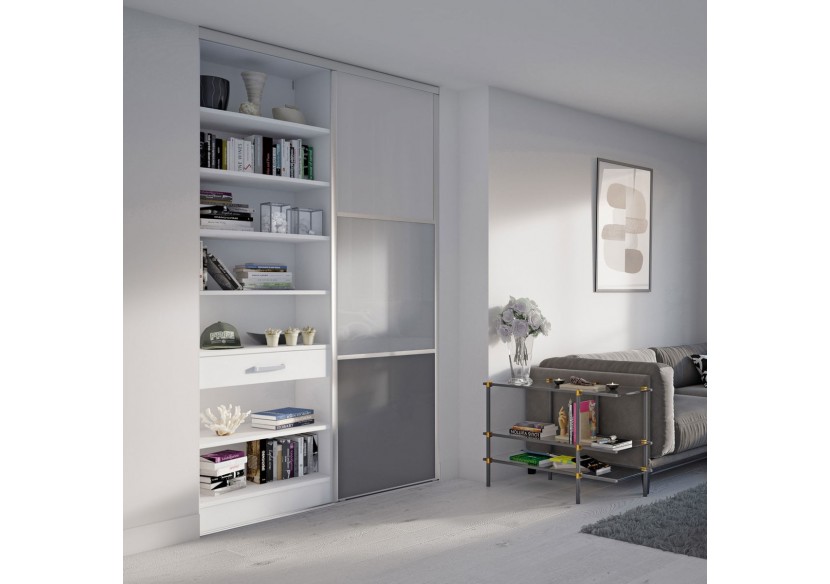 Façade de placard 1 porte coulissante Alouette laqué- Kazed : Confort'Mat