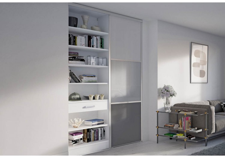 Façade de placard 1 porte coulissante Alouette laqué- Kazed : Confort'Mat