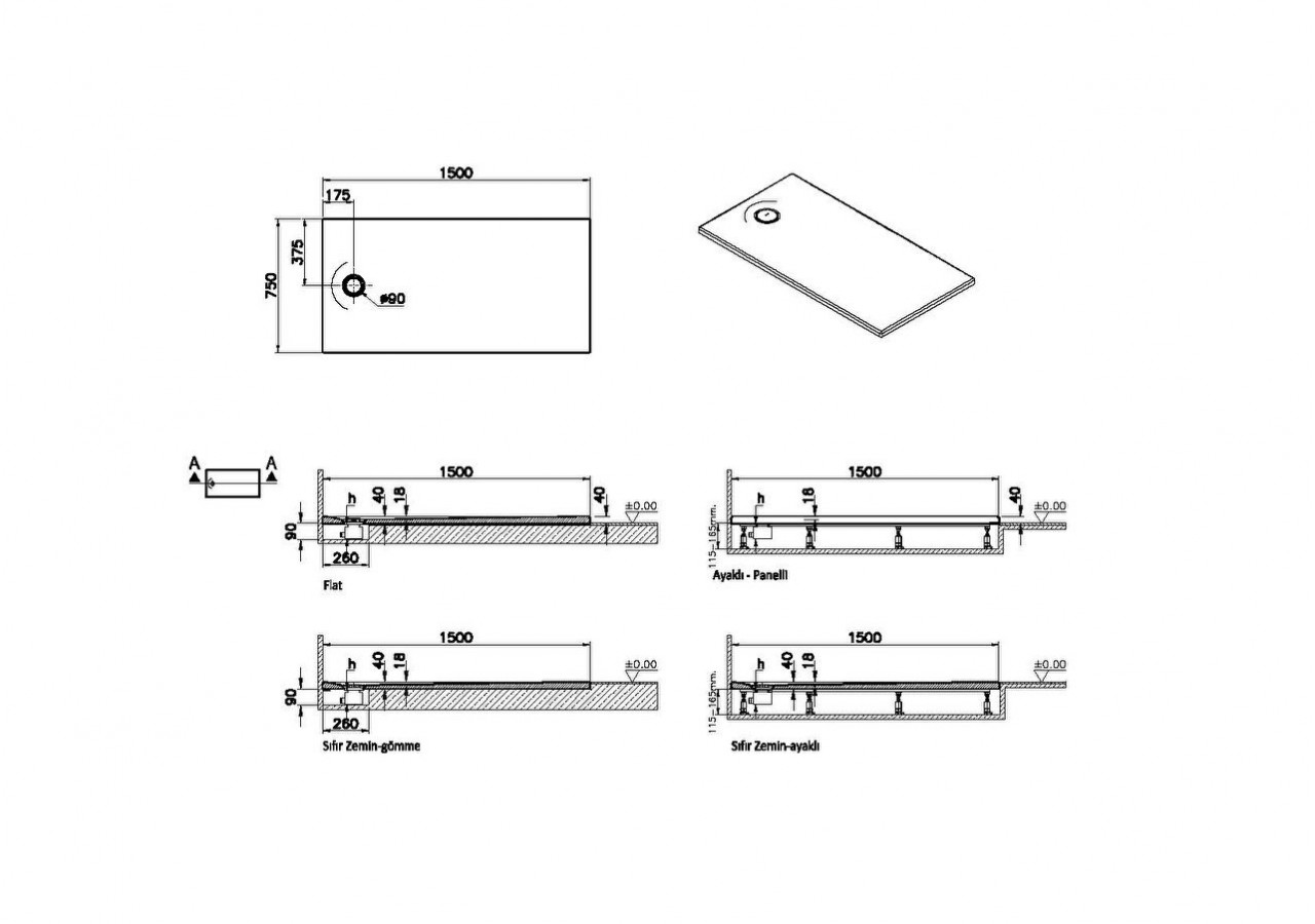 Leaf 150x75 Rect. ST blanc - 65180001000 - Vitra