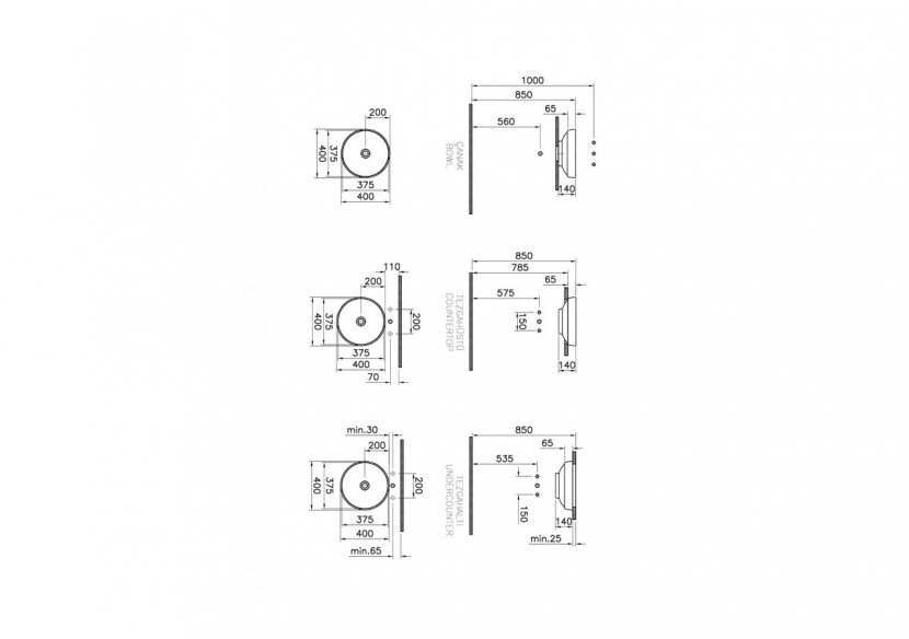 Water Jewels vasque à poser, 40 cm, ronde, sans plage de robinetterie, sans trop-plein. - 4334B097-1747 - Vitra