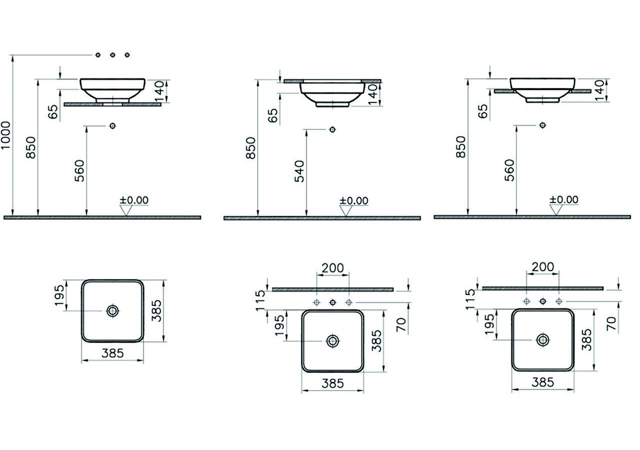 Water Jewels vasque à poser, encastrer, à encastrer par dessous 38,5 x 38,5 cm - 4441B003-1361 - Vitra