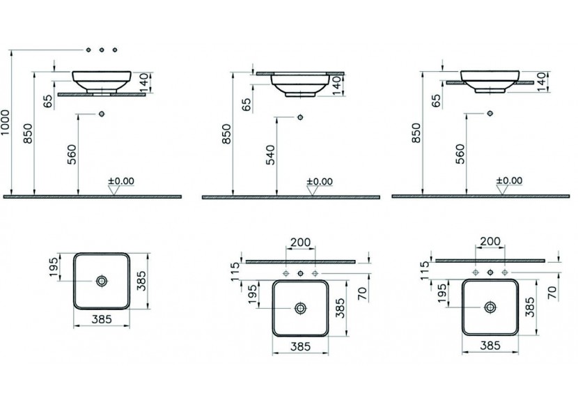 Water Jewels vasque à poser, encastrer, à encastrer par dessous 38,5 x 38,5 cm - 4441B003-1361 - Vitra