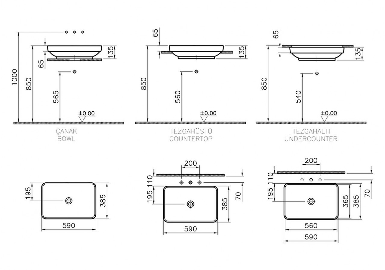 Water Jewels vasque à poser, encastrer, à encastrer par dessous 60x40 cm - 4442B003-1361 - Vitra