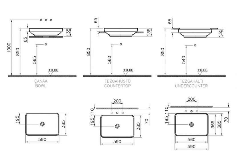 Water Jewels vasque à poser, encastrer, à encastrer par dessous 60x40 cm - 4442B003-1361 - Vitra