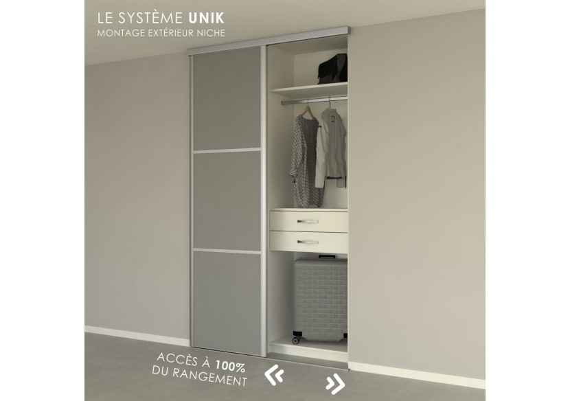 Façade de placard 1 portes coulissante Alouette laqué- Kazed : Confort'Mat