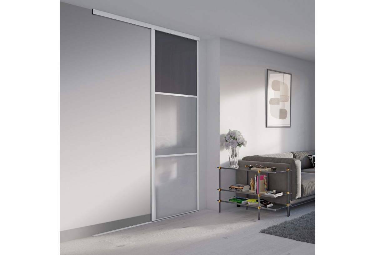 Façade de placard 1 portes coulissante Alouette laqué- Kazed : Confort'Mat