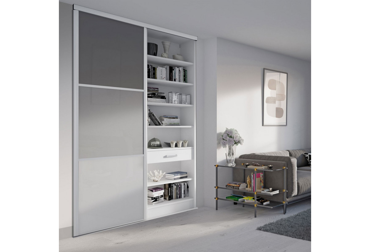 Façade de placard 1 portes coulissante Alouette laqué- Kazed : Confort'Mat