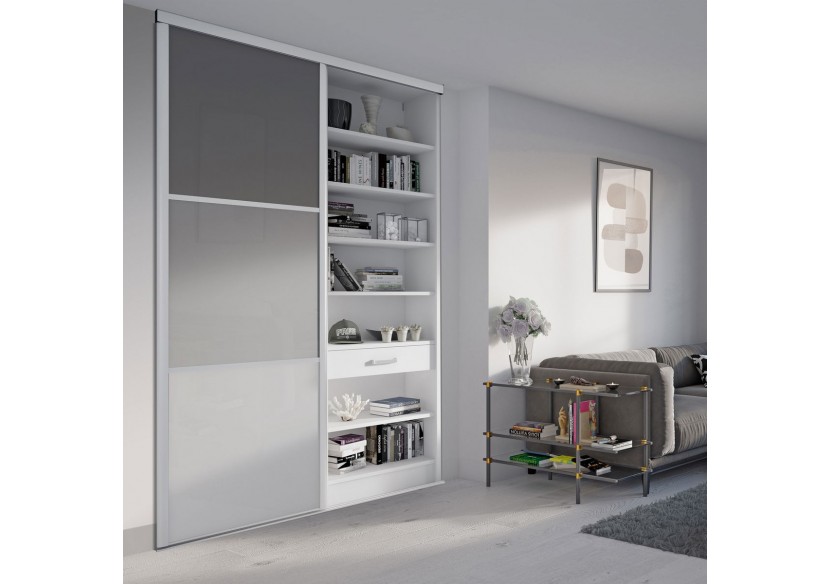 Façade de placard 1 portes coulissante Alouette laqué- Kazed : Confort'Mat