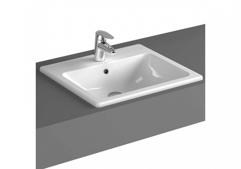 S20 vasque encastré 50 cm, 1 trou central pour robinet, avec trop-plein, - 5464B003-0001 - Vitra