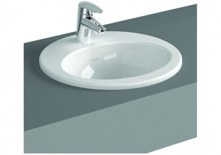 S20 vasque encastré 53 cm, 1 trou central pour robinet, avec trop-plein, - 5468B003-0001 - Vitra