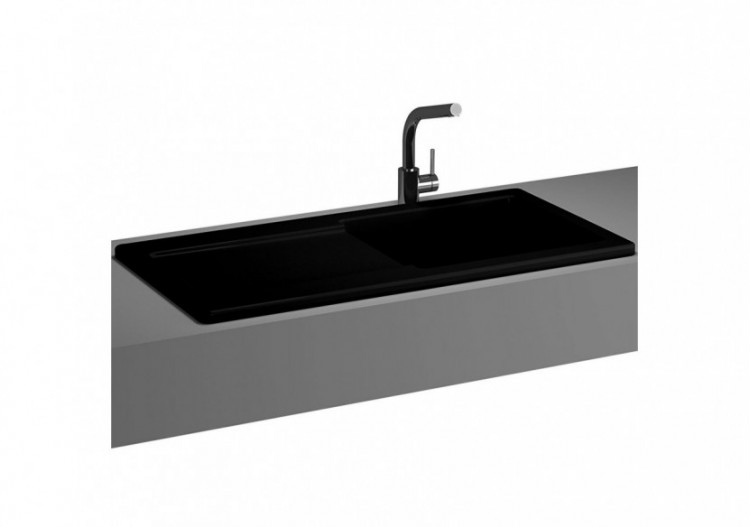 Arkitekt evier cuisine encastré,100cm,trous rob. avant&arrière persés,noir mat - 5770B083-7200 - Vitra