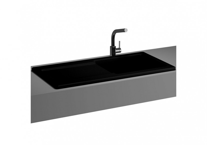 Arkitekt evier cuisine encastré,100cm,trous rob. avant&arrière persés,noir mat - 5770B083-7200 - Vitra