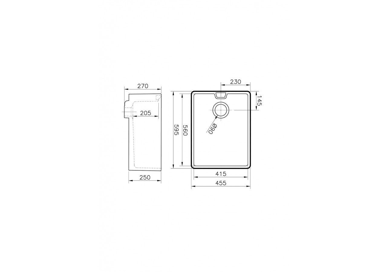 Arkitekt evier cuisine, 59,5 cm, sans plage de robinetterie, avec trop-plein - 5772B003-7200 - Vitra