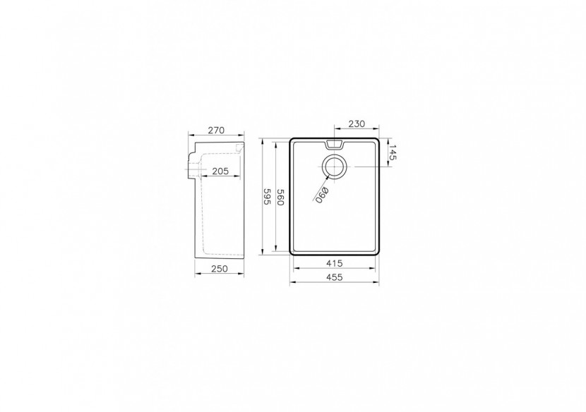 Arkitekt evier cuisine, 59,5 cm, sans plage de robinetterie, avec trop-plein - 5772B003-7200 - Vitra