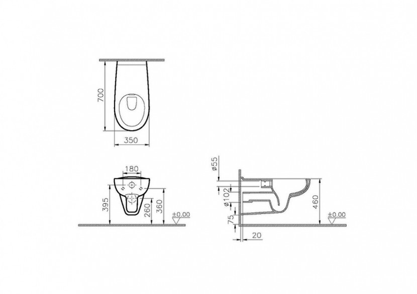 Conforma WC suspendu sans bride (VitrA Flush 2.0), 70 cm PMR - 5810B003-0979 - Vitra