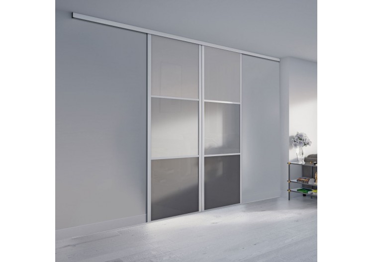 Façade de placard monorail2 portes coulissante Alouette laqué - Kazed : Confort'Mat 2