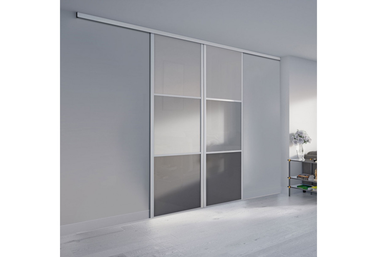 Façade de placard monorail2 portes coulissante Alouette laqué - Kazed : Confort'Mat