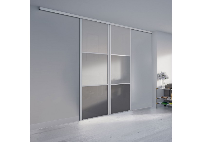 Façade de placard monorail2 portes coulissante Alouette laqué - Kazed : Confort'Mat