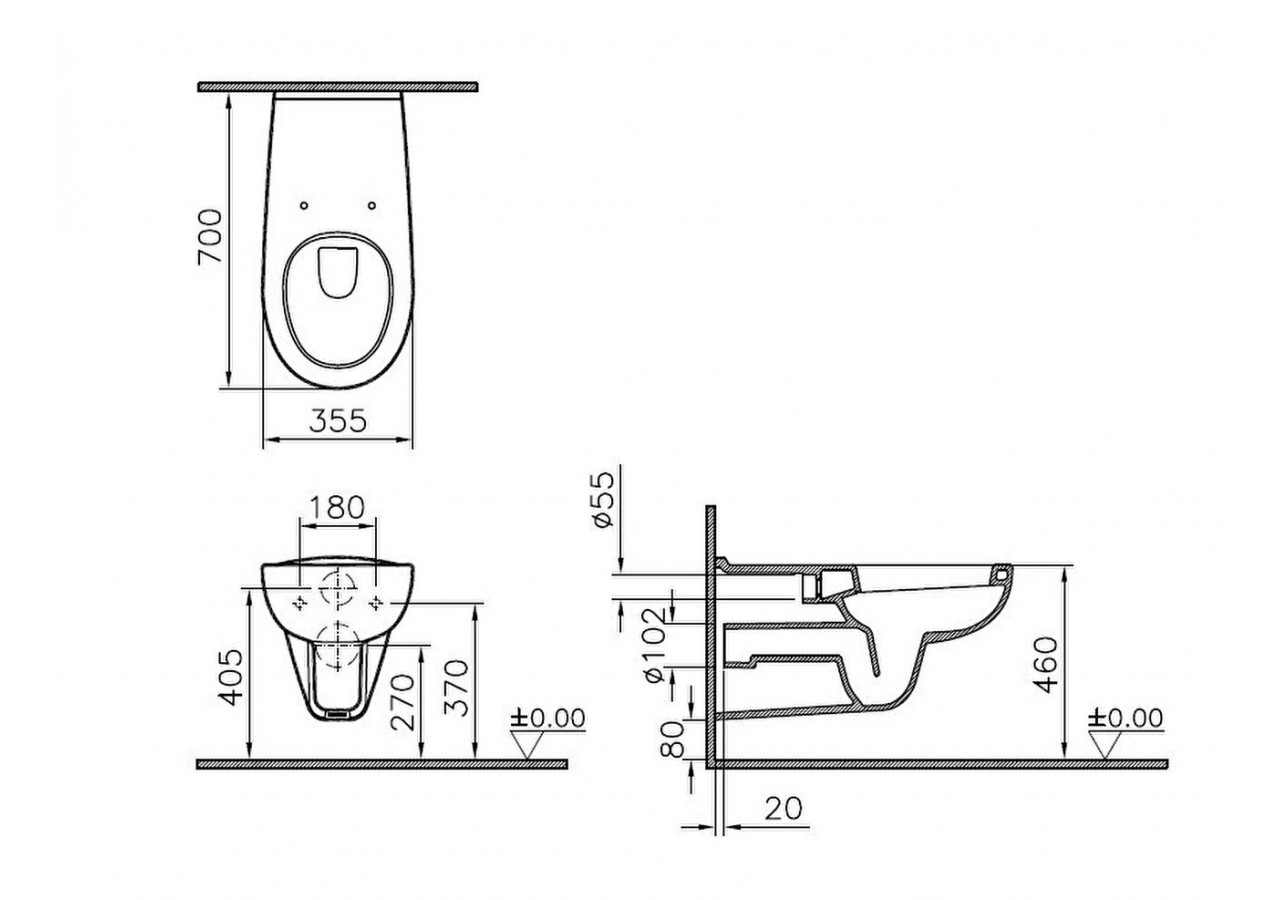 Conforma WC suspendu 70 cm PMR, adapté pour chaise roulante - 5813B003-0075 - Vitra