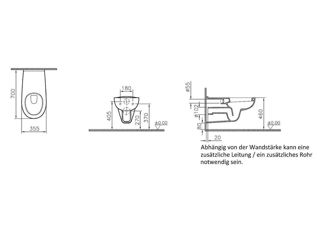 Conforma WC susp. 70 cm PMR, sans trou d’abattant, adapté pour chaise roulante - 5813B003-0979 - Vitra