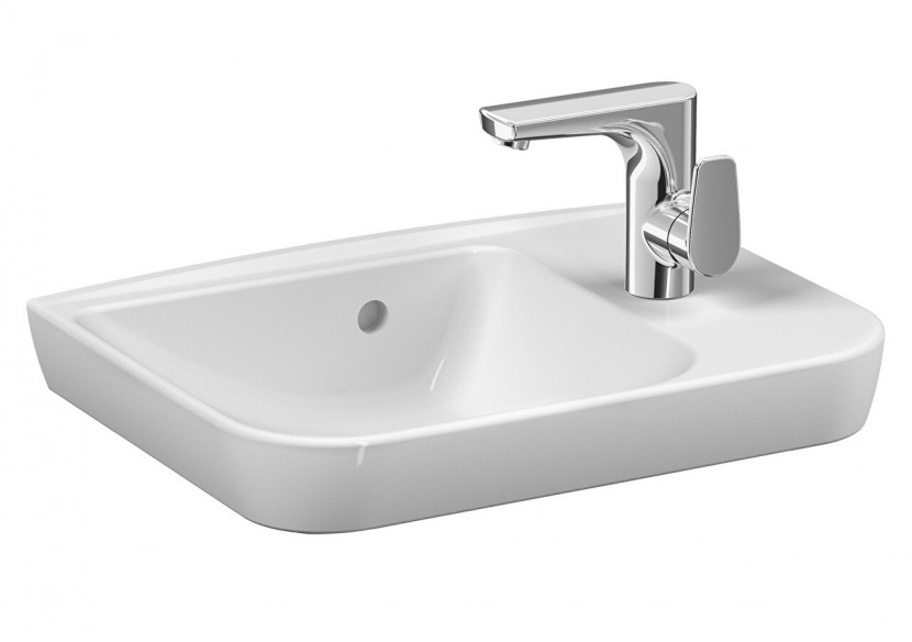 Sento plan céramique, 50 cm, blanc, avec trop-plein, bac à gauche - 5945B003-0029 - Vitra