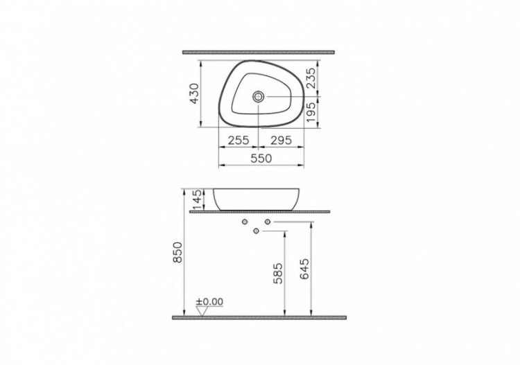 Outline vasque en Cerafine,56cm, Edelweiss, VitrA Clean - 5991B401-0016 - Vitra 2