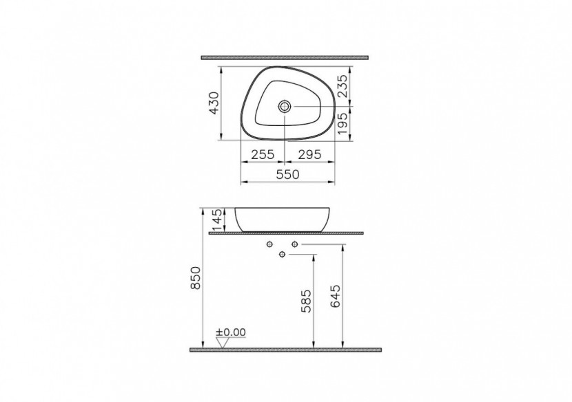 Outline vasque en Cerafine,56cm, blanc brilliantVitrA Clean, VitrA Clean - 5991B403-0016 - Vitra