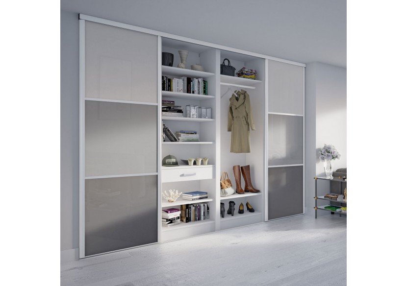 Façade de placard monorail2 portes coulissante Alouette laqué - Kazed : Confort'Mat