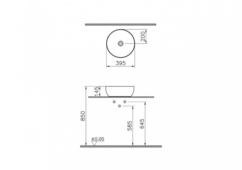 Outline vasque en Cerafine,40cm, blanc brilliant, VitrA Clean - 5992B403-0016 - Vitra