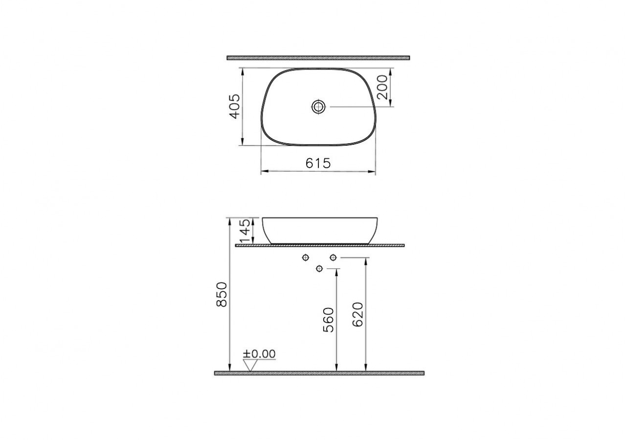 Outline vasque Cerafine,62,5cm, Edelweiss, VitrA Clean - 5993B401-0016 - Vitra