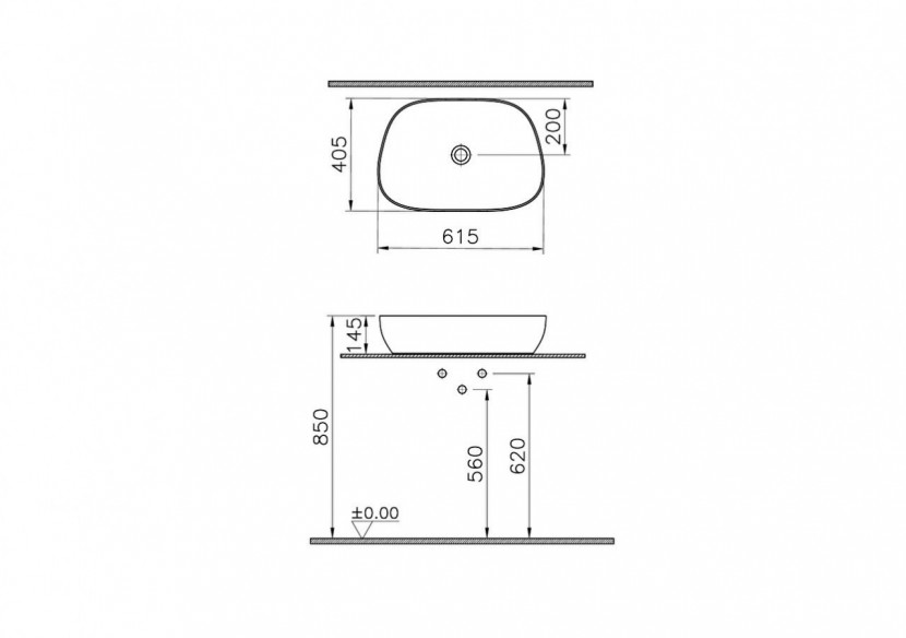 Outline vasque Cerafine,62,5cm, blanc brilliant, VitrA Clean - 5993B403-0016 - Vitra