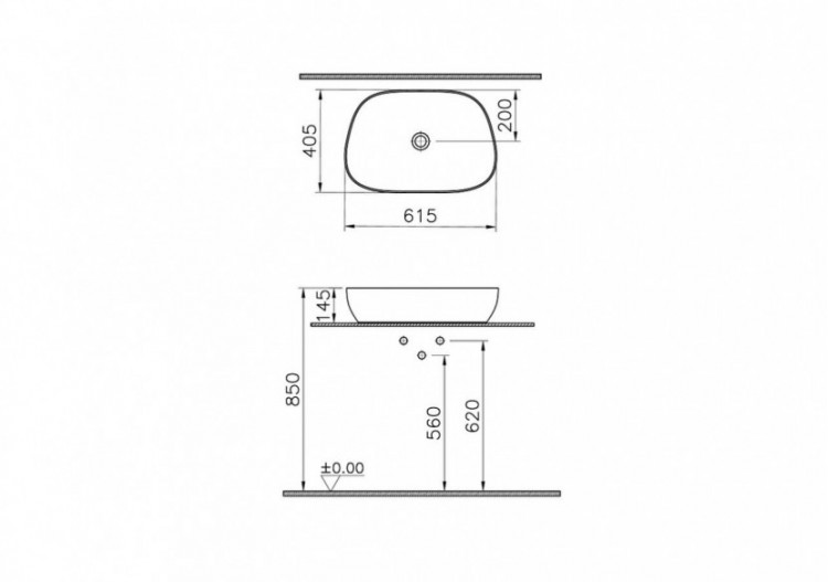 Outline vasque Cerafine,62,5cm, noir mat, VitrA Clean - 5993B483-0016 - Vitra 2