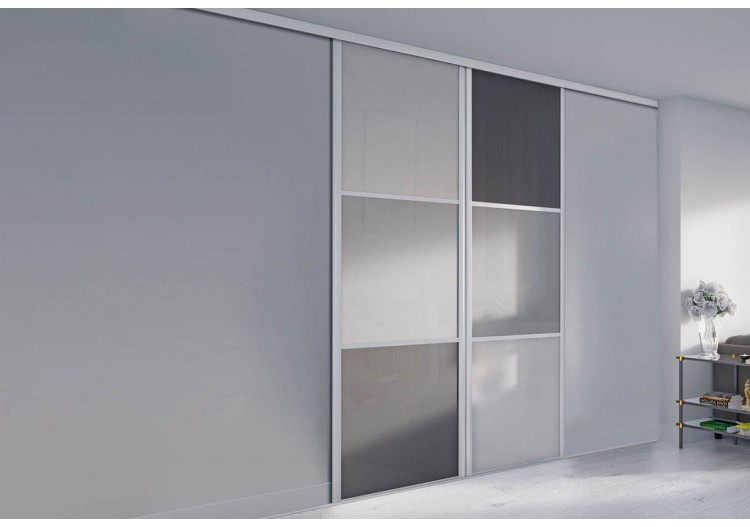 Façade de placard monorail2 portes coulissante Alouette laqué - Kazed : Confort'Mat