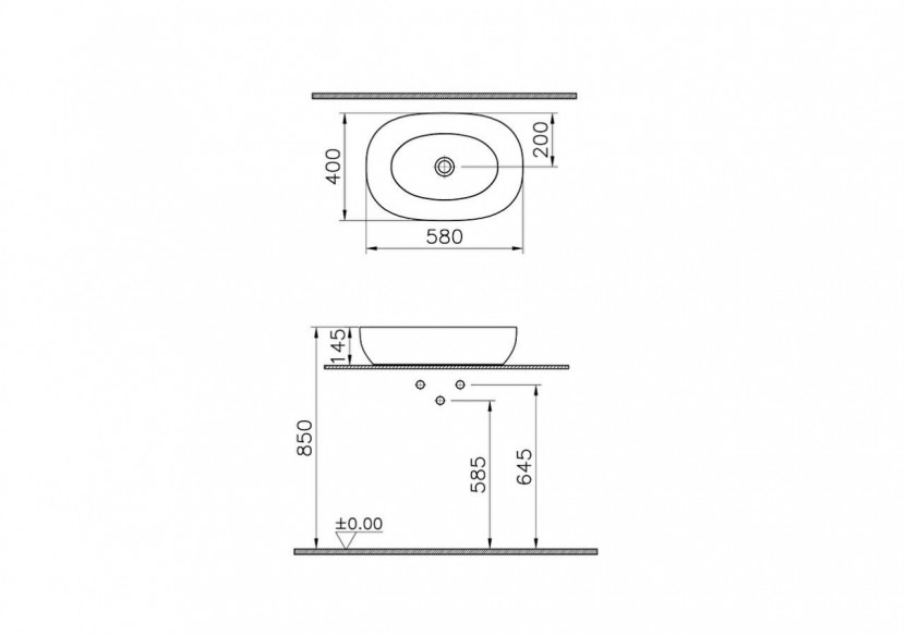 Outline vasque Cerafine,59cm, taupe mat, VitrA Clean - 5995B420-0016 - Vitra