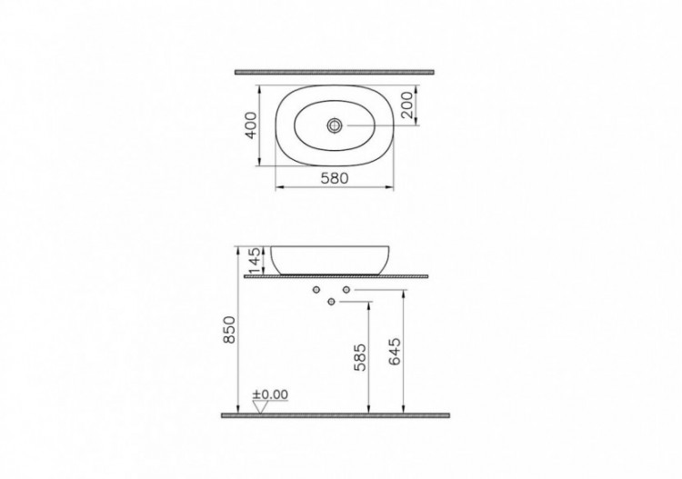 Outline vasque Cerafine,59cm, noir mat, VitrA Clean - 5995B483-0016 - Vitra 2