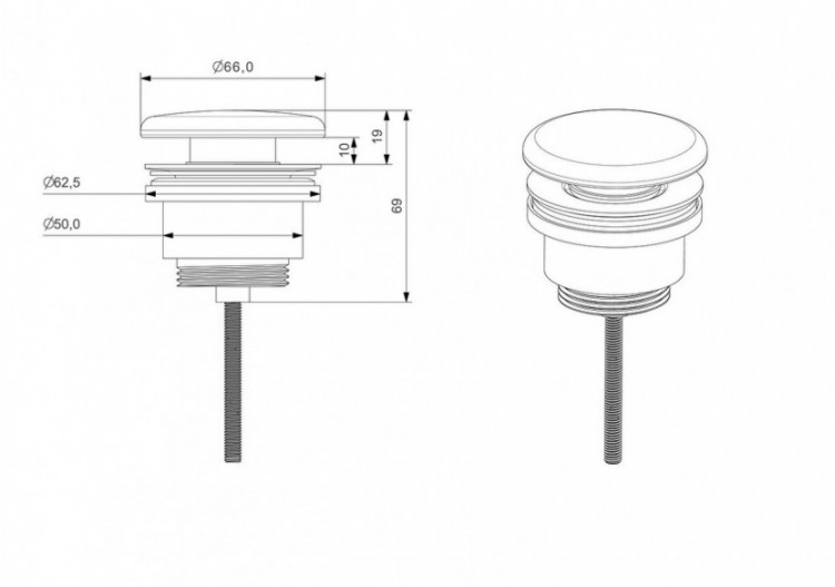 Bonde clic-clac pour lavabos avec trop-plein Eldelweiss avec VitrA Clean 2